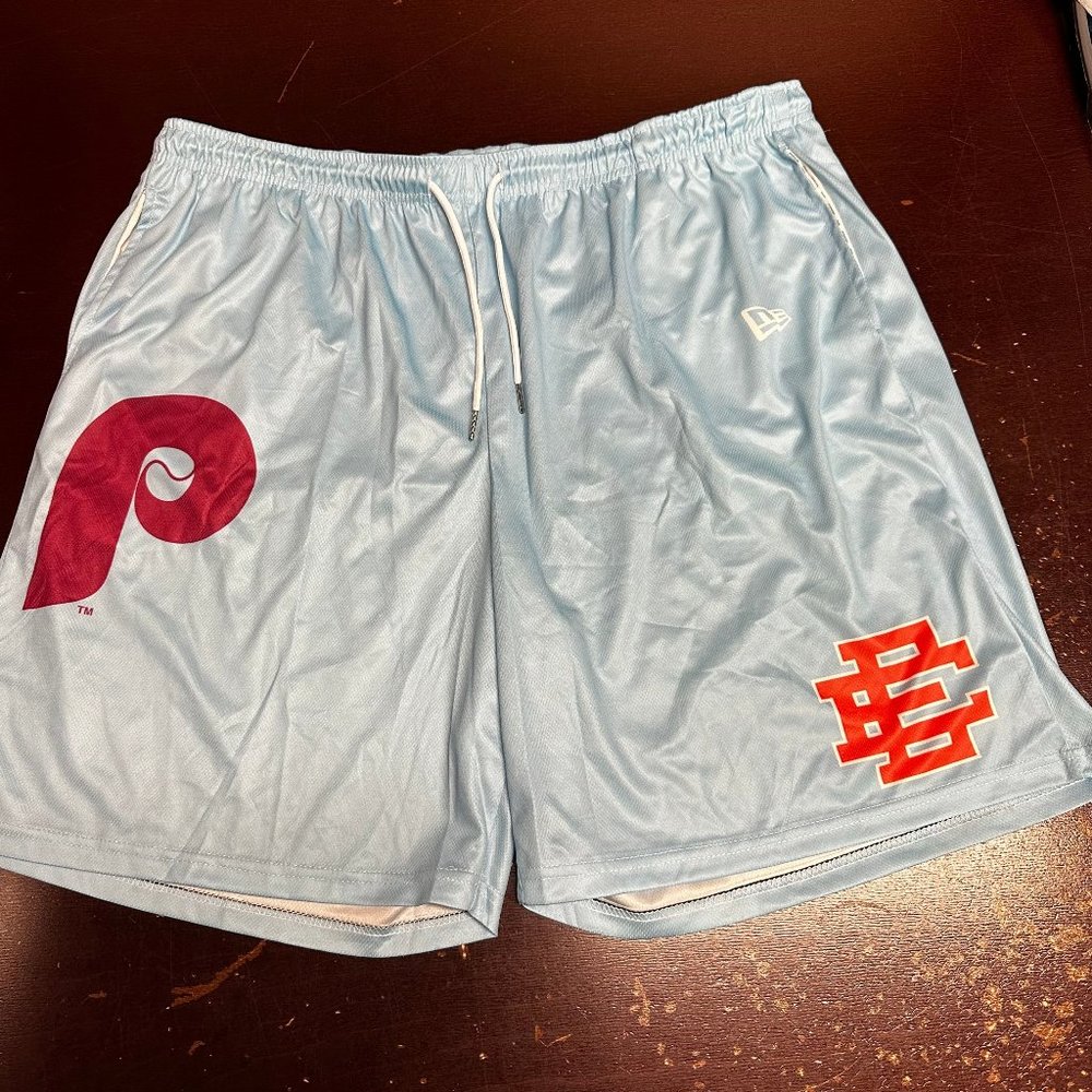 MLB Mens Sky Blue Philadelphia Phillies Drawstring Athletic Shorts Size 3XL